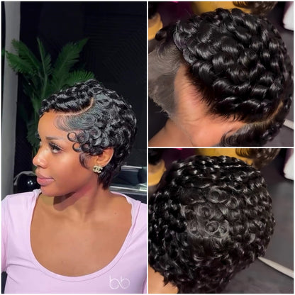 Full Lace Finger Wave Short Pixie Cut Glueless Wig