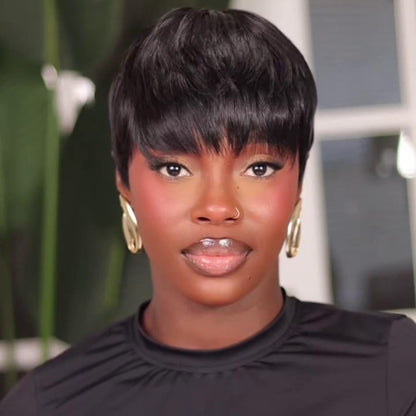 Put On & Go Black/Burgundy Pixie Cut Wig With Bangs