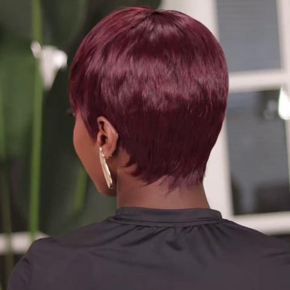 Put On & Go Black/Burgundy Pixie Cut Wig With Bangs