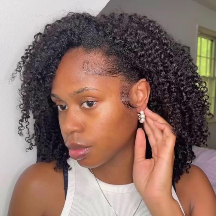 Glueless Natural Voluminous Kinky Curly Bob 5×5 Lace Closure Wig