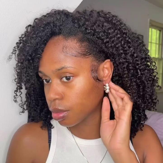 Glueless Natural Voluminous Kinky Curly Bob 5×5 Lace Closure Wig