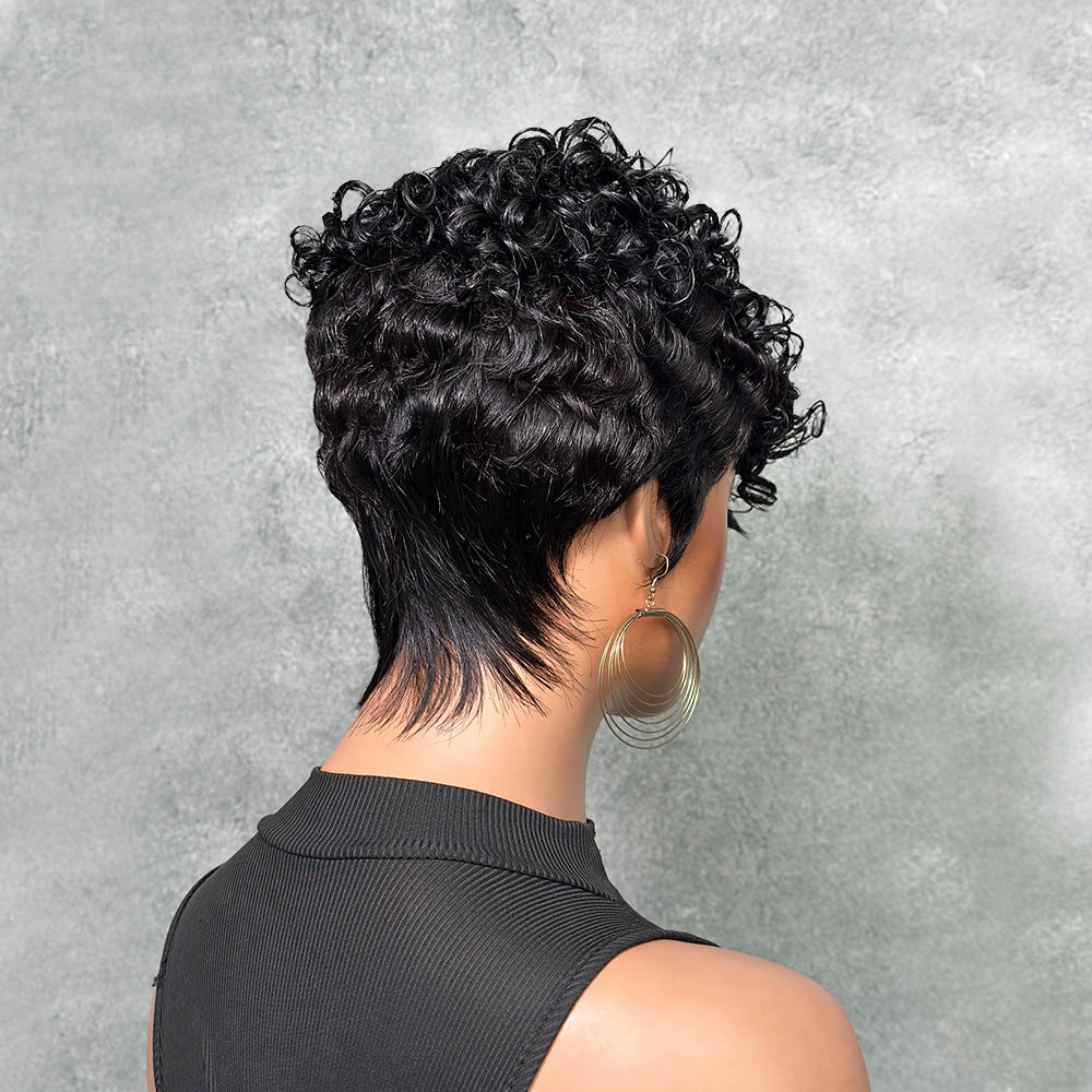 Urban Edge Wave Pixie Curls Human Wig