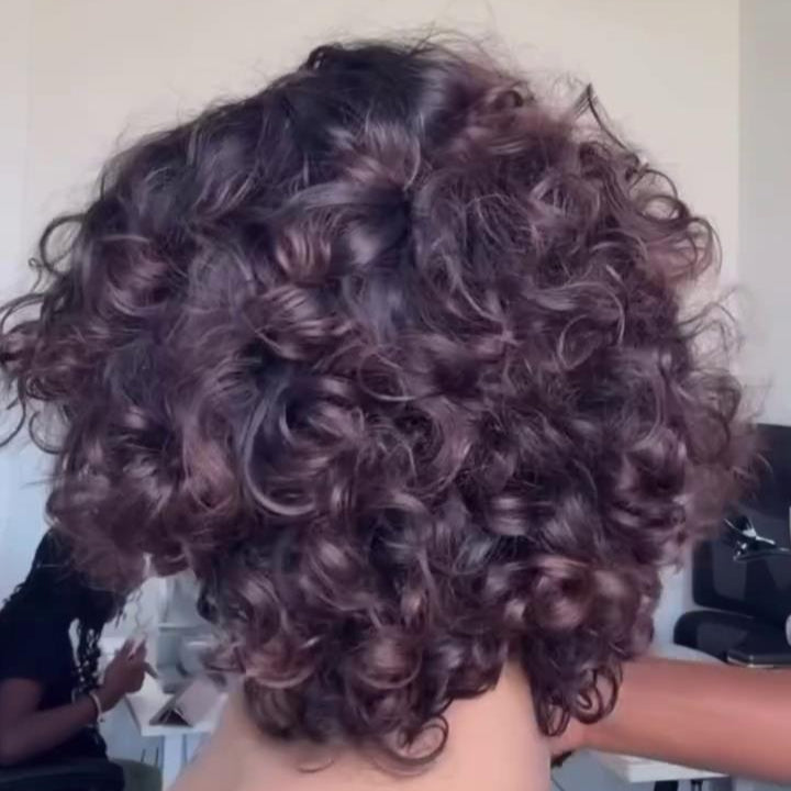 Put On & Go Voluminous Breeny Brown Curly Lob Wig With Bangs