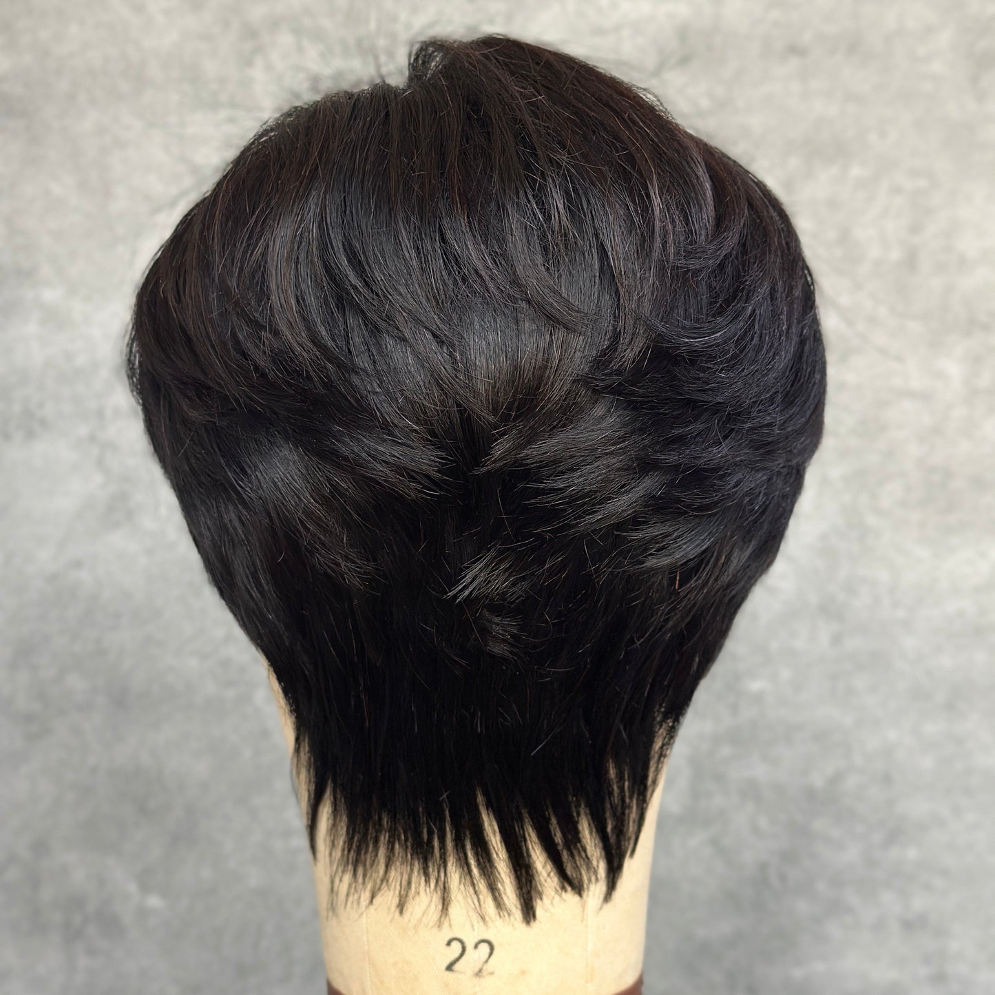 No Lace Put On & Go Natural Black Short Pixie Glueless Wig With Bangs