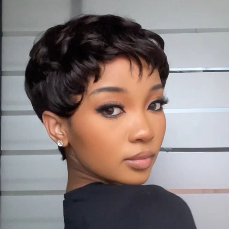 Wear & Go Natural Black Short Peruvian Pixie Cut Wig