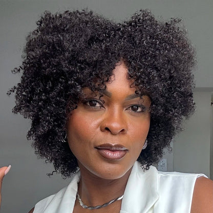 Put On & Go Glueless Short Afro Curly Bob Wig
