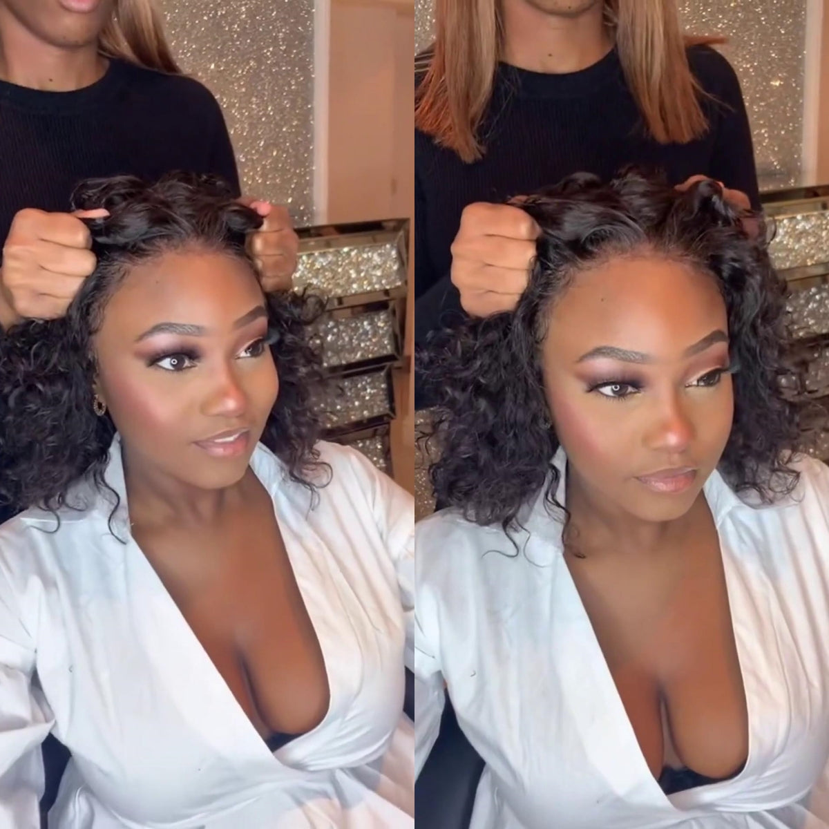 Water Wave Brazilian Curly 13×4 Lace Frontal Bob Glueless Wigs