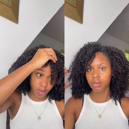 Glueless Natural Voluminous Kinky Curly Bob 5×5 Lace Closure Wig