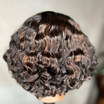 Dark Brown with Highlights Deep Wave Bob 13×6 Lace Frontal Wig