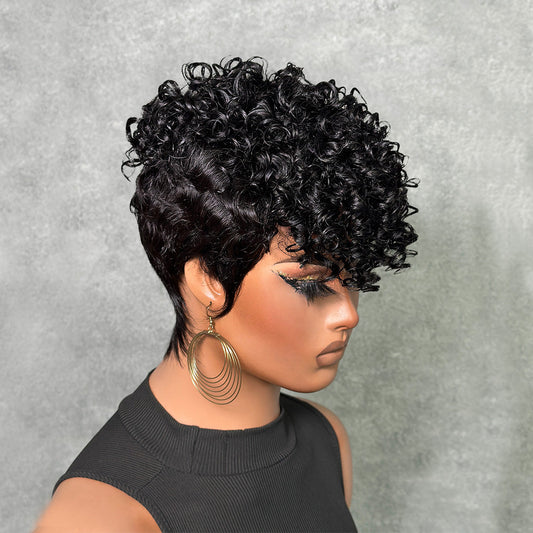 Urban Edge Wave Pixie Curls Human Wig