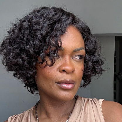 Voluminous Short Cut Curly Bob Wig 100% Human Hair