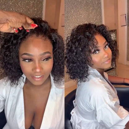 Water Wave Brazilian Curly 13×4 Lace Frontal Bob Glueless Wigs