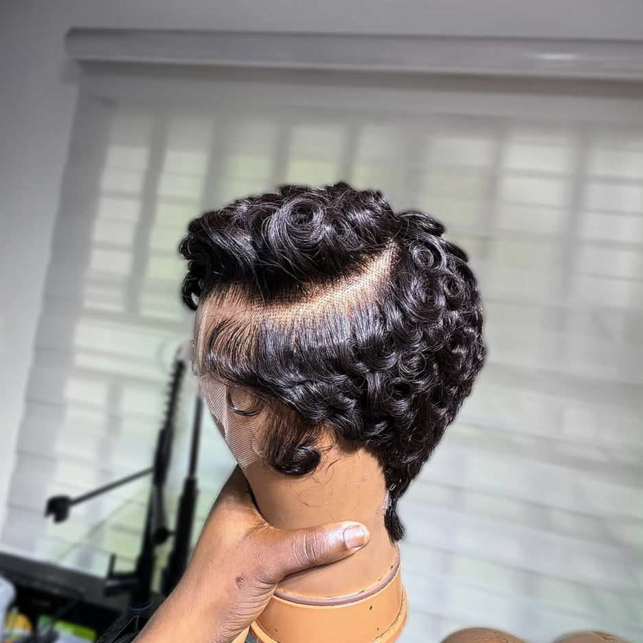 Short Pixie Finger Wave Glueless 13×6 Lace Frontal Wig