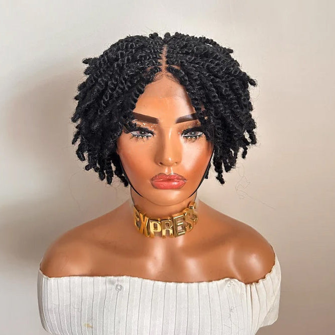 Full Lace Natural Black Afro Lightweight Mini Kinky Twist Wig