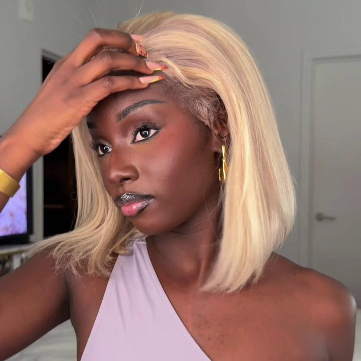 613 Blonde Luxury Straight Style  Bob 13×4 Lace Frontal Wig