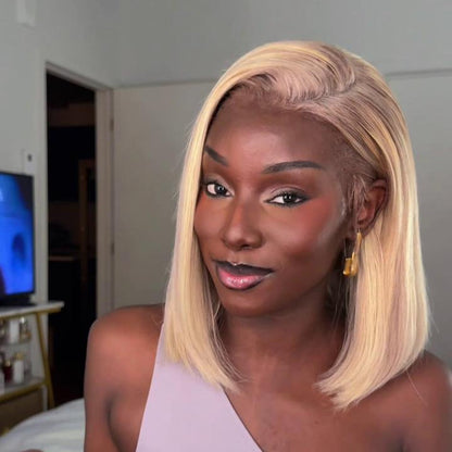 613 Blonde Luxury Straight Style  Bob 13×4 Lace Frontal Wig