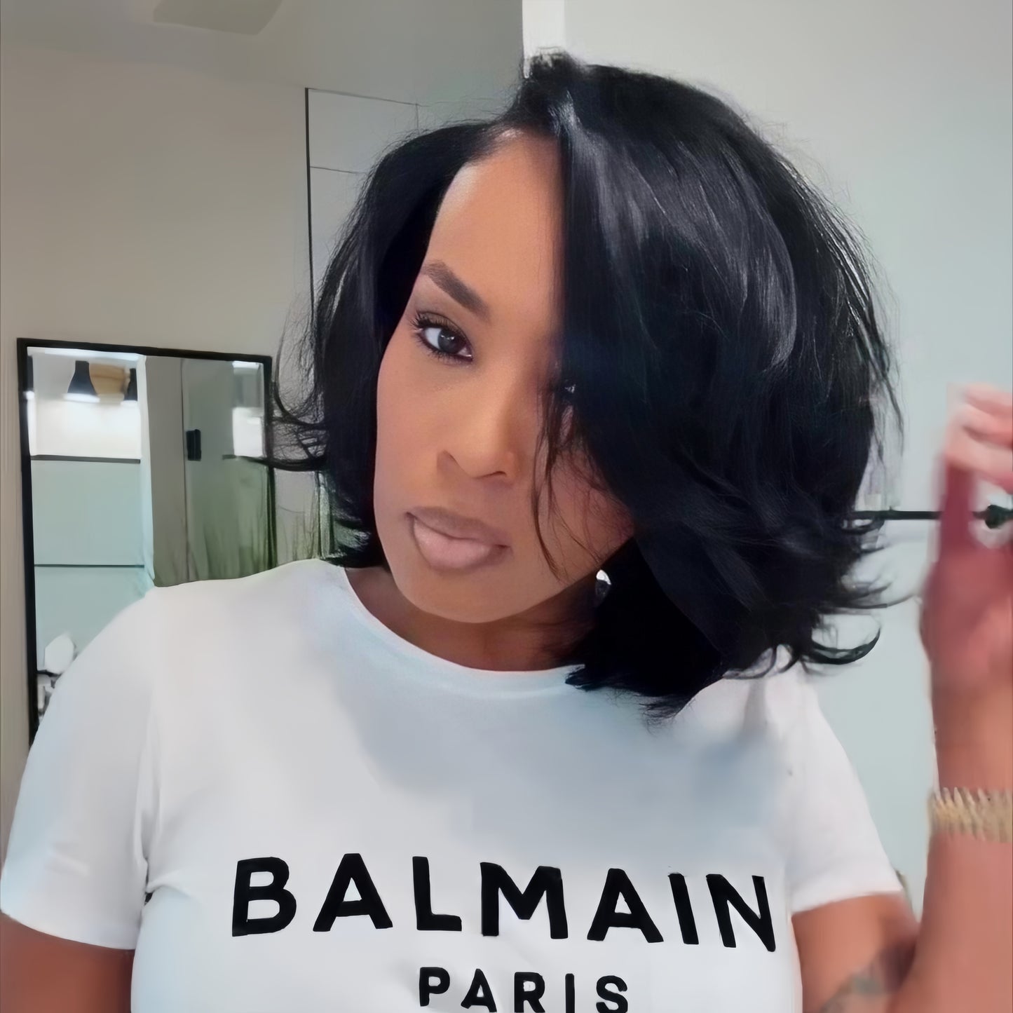 Natural Parted Slightly Curly Bob 5×5 Lace Closure Wig