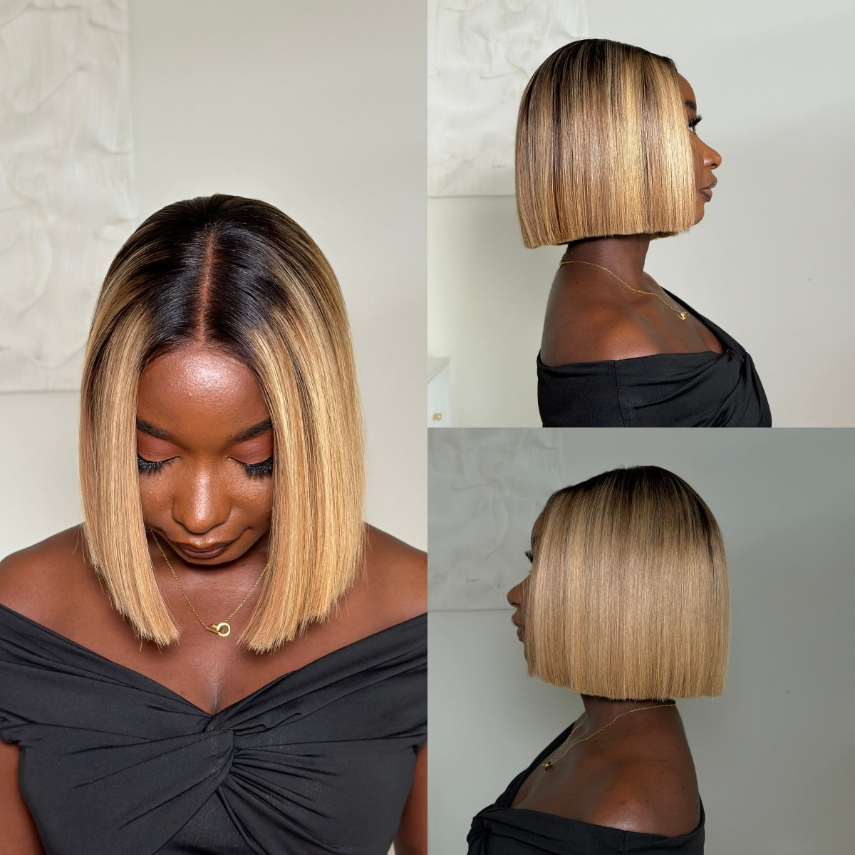 Xtra Thin HD Lace Magic Tape Mesh Cap Gray-Blonde Ombre Bob Wig