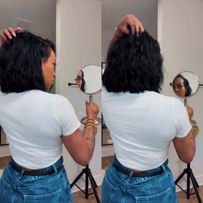 Natural Parted Slightly Curly Bob 5×5 Lace Closure Wig