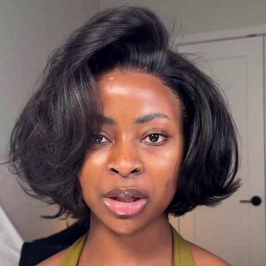 Natural Hairline Side Parted Layered Cut Bob 13×4 Lace Frontal Wig