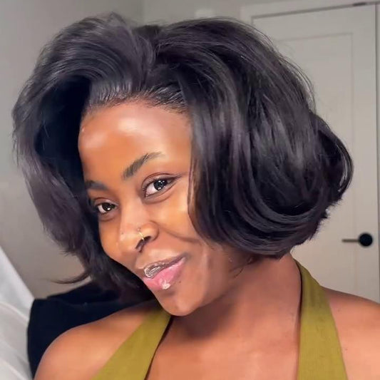 Natural Hairline Side Parted Layered Cut Bob 13×4 Lace Frontal Wig