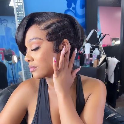 Finger Wave Short Pixie Cut 13×4 Lace Frontal Wig