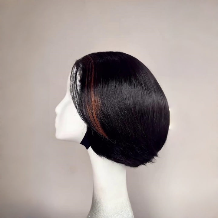 Natural Realistic Highlights Layered Cut Bob 5×5 Lace Closure Wig