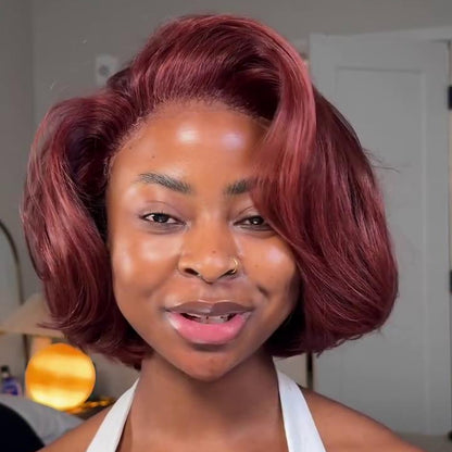 Natural Hairline Side Parted Layered Cut Bob 13×4 Lace Frontal Wig