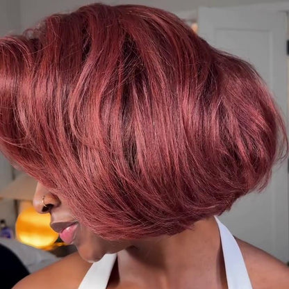 Natural Hairline Side Parted Layered Cut Bob 13×4 Lace Frontal Wig