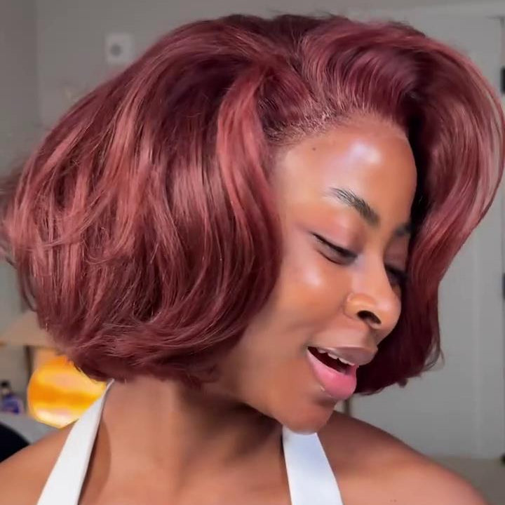 Natural Hairline Side Parted Layered Cut Bob 13×4 Lace Frontal Wig