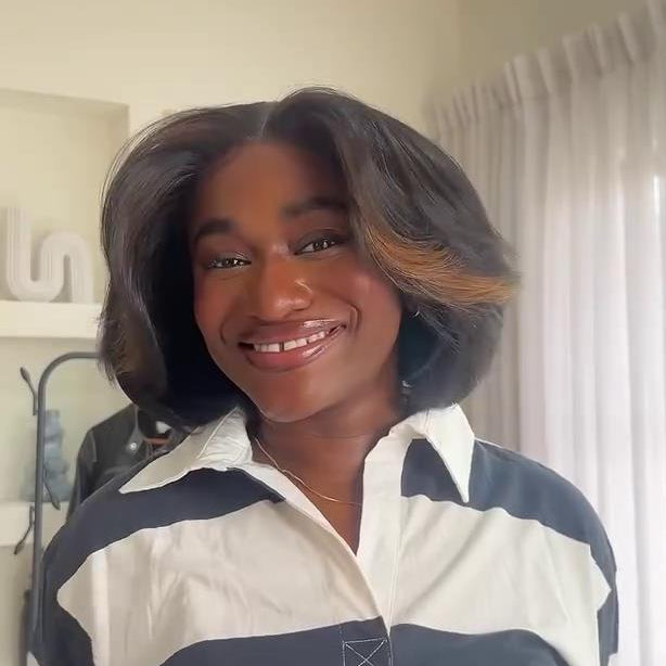 Natural Realistic Highlights Layered Cut Bob 5×5 Lace Closure Wig