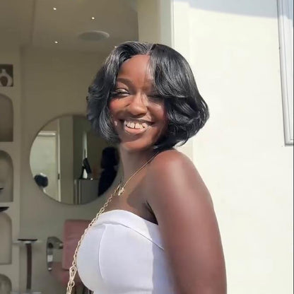 Natural Hairline Layered Cut Glueless 5×5 Lace Closure Bob Wig