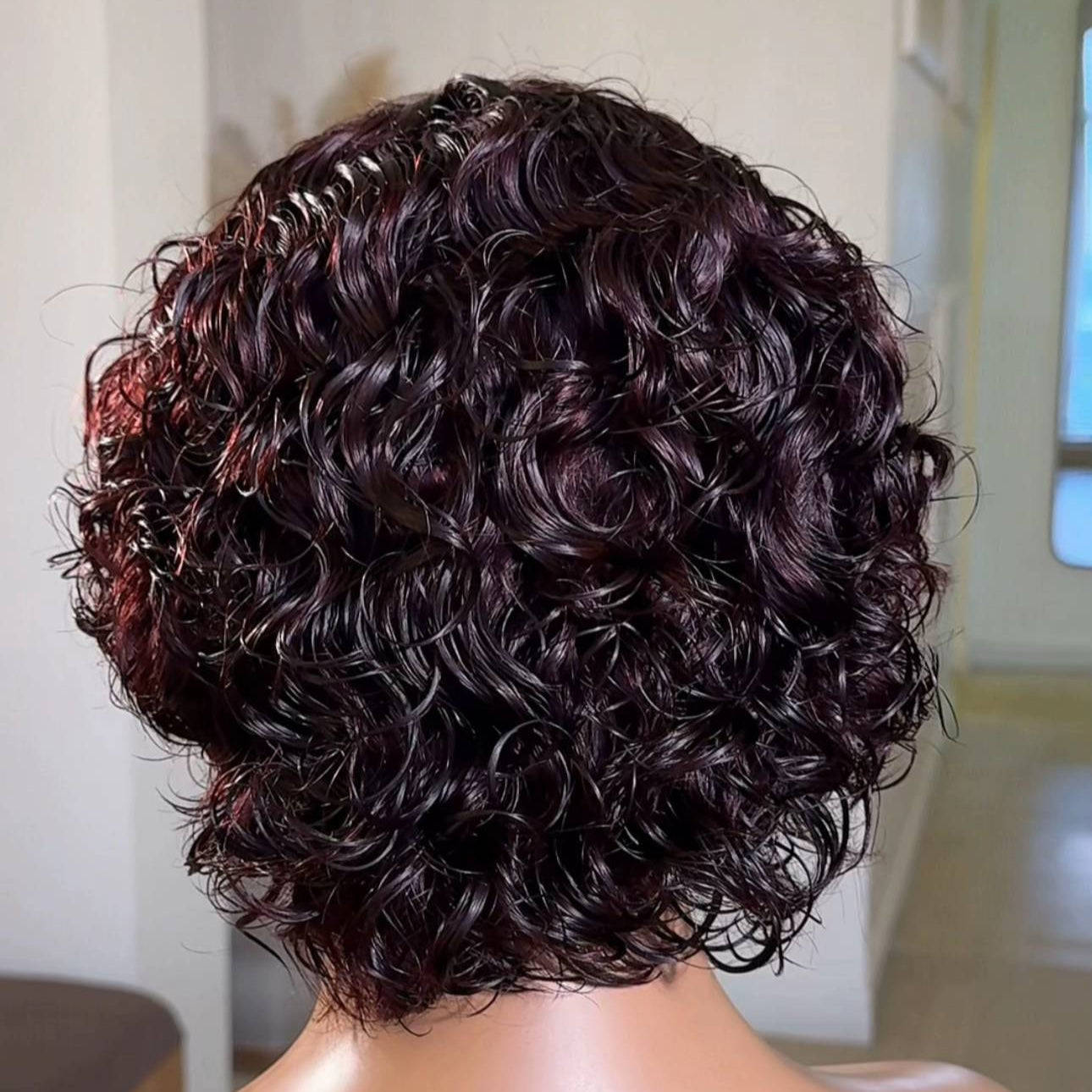 Natural Hairline Cruly Burgundy Pixie 13×4 Lace Frontal Glueless Wig