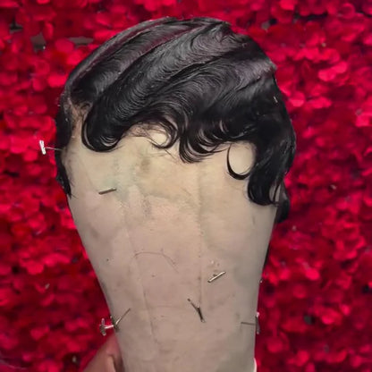 Full Lace Finger Wave Short Pixie Cut Glueless Wig
