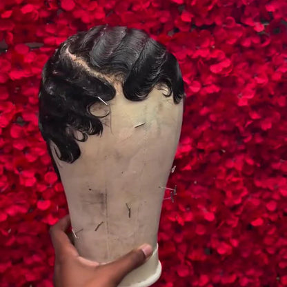 Full Lace Finger Wave Short Pixie Cut Glueless Wig
