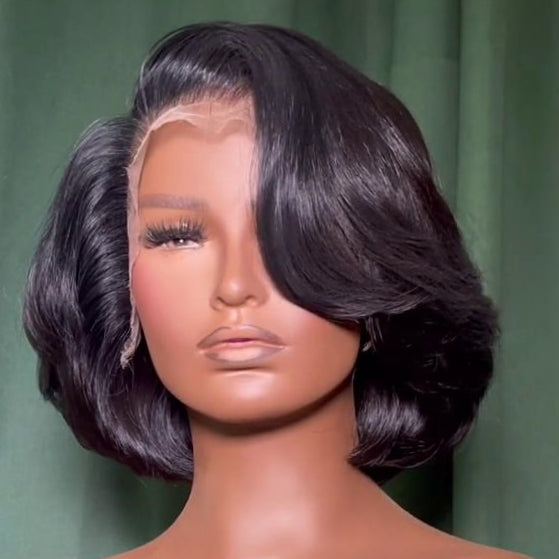 Natural Hairline Side Parted Layered Cut Bob 13×4 Lace Frontal Wig
