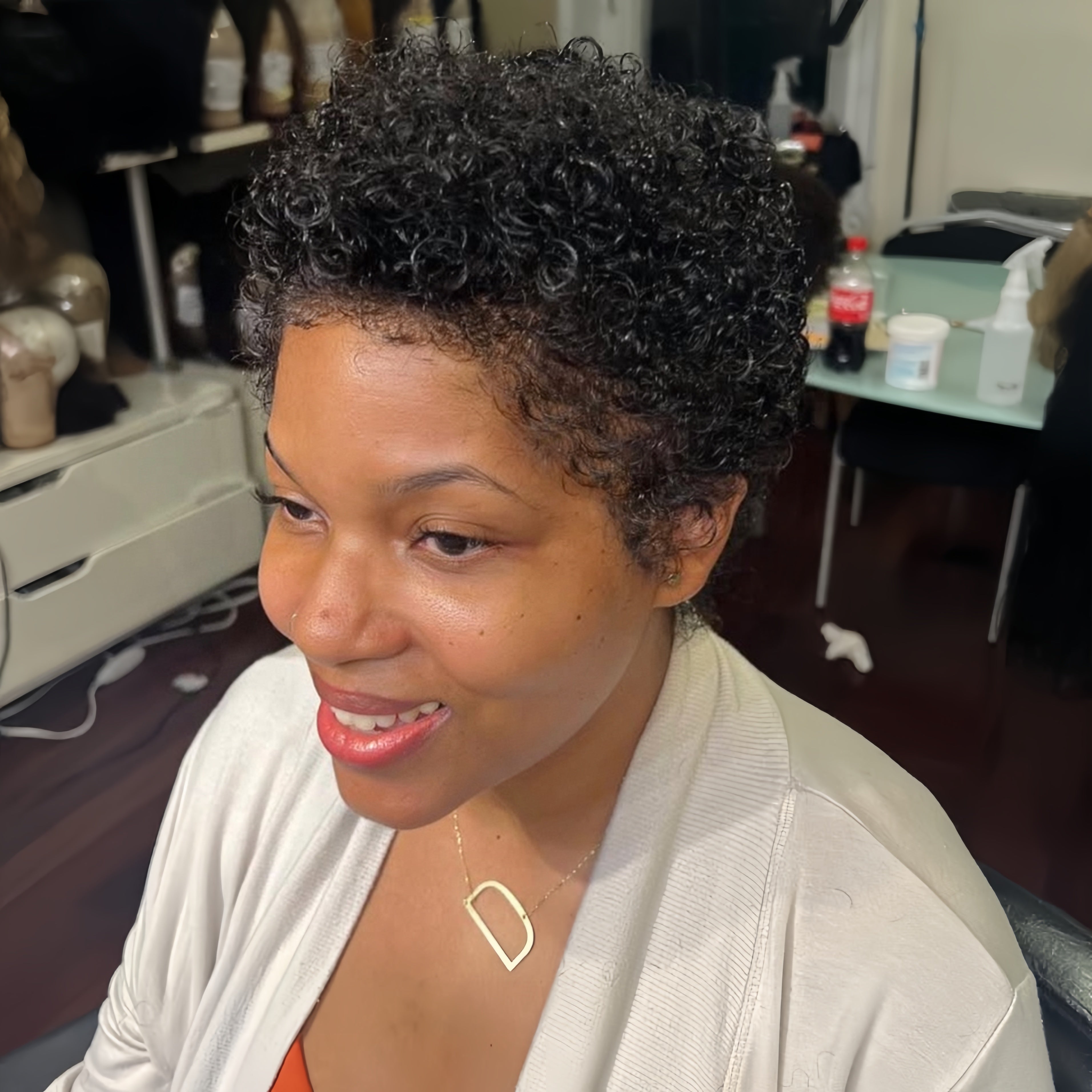Full Lace Natural Black Kinky Curly Short Pixie Cut Glueless Wig – ZORA ...