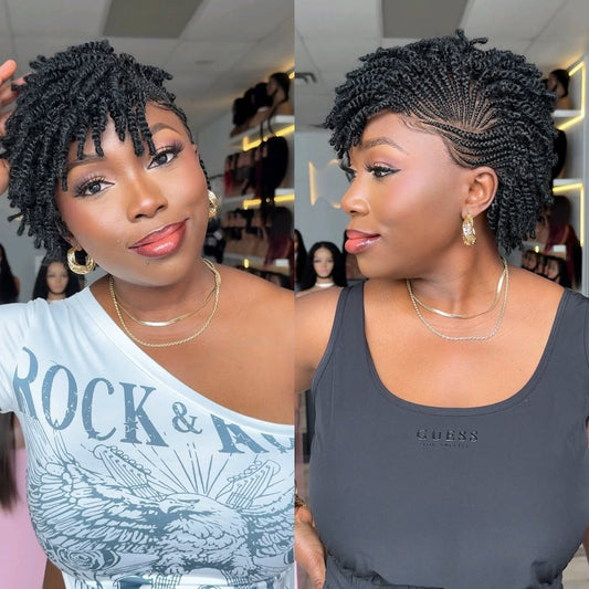 Full Lace Twist-out Afro Kinky Cornrow Invisi Drawstring Glueless Wig