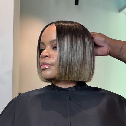 Chic Ombre Short Straight Human Hair Bob 5×5 Lace Closure Wig