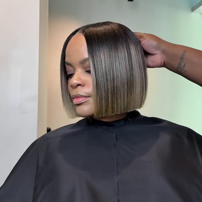 Chic Ombre Short Straight Human Hair Bob 5×5 Lace Closure Wig