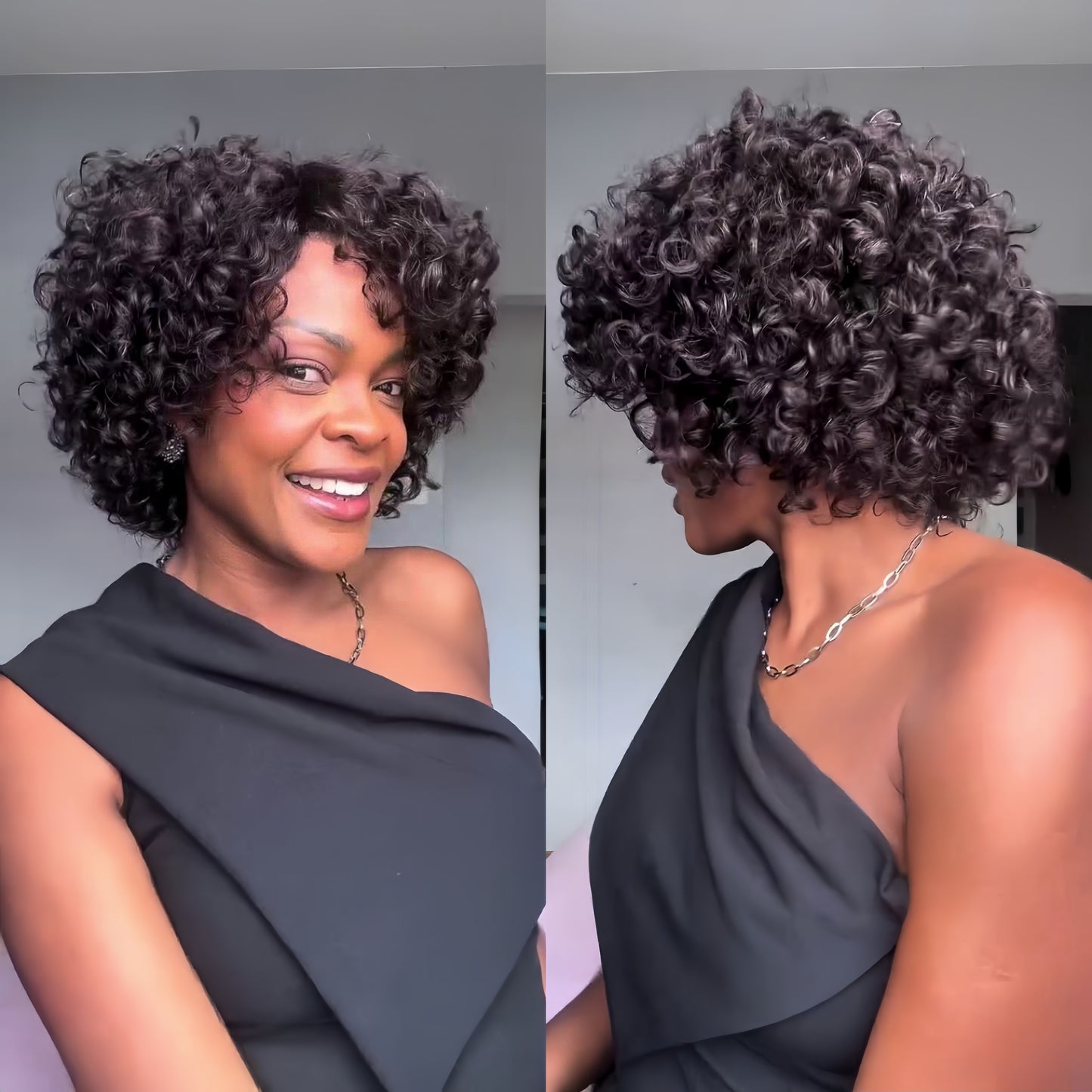 Voluminous Short Cut Curly Bob Wig 100% Human Hair