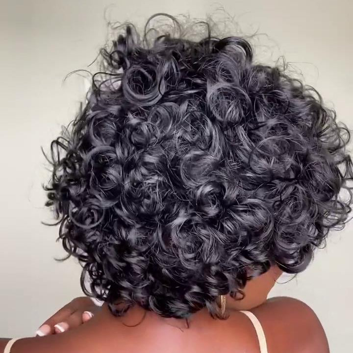 Side Part Voluminous Curly Put On & Go Bob Wig With Bangs