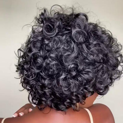 Side Part Voluminous Curly Put On & Go Bob Wig With Bangs