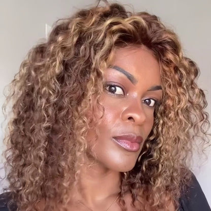P4/27 Highlight Kinky Curly Bob 5×5 Lace Closure Wig