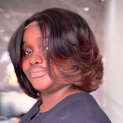 Brown Balayage Layered 5x5 Lace Closure Bob Wig