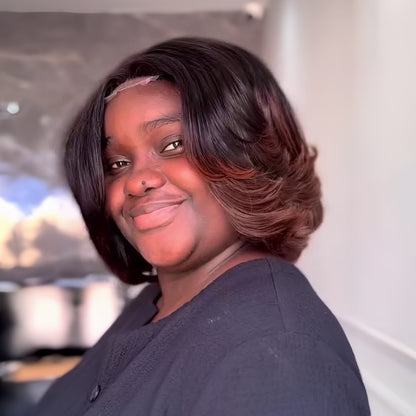 Brown Balayage Layered 5x5 Lace Closure Bob Wig