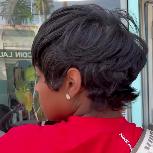 Put On & Go Chic Layered Feathered Pixie Cut Wig With Bangs