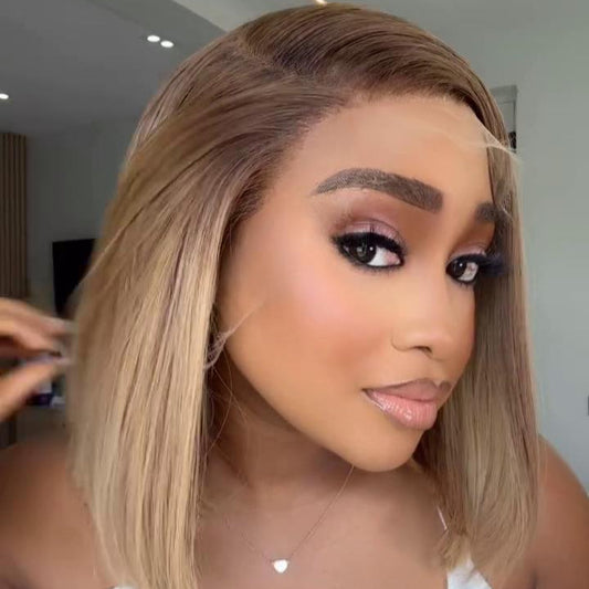 613 Ash Blonde Balayage Hair Straight 13x4 Lace Frontal Bob Wig