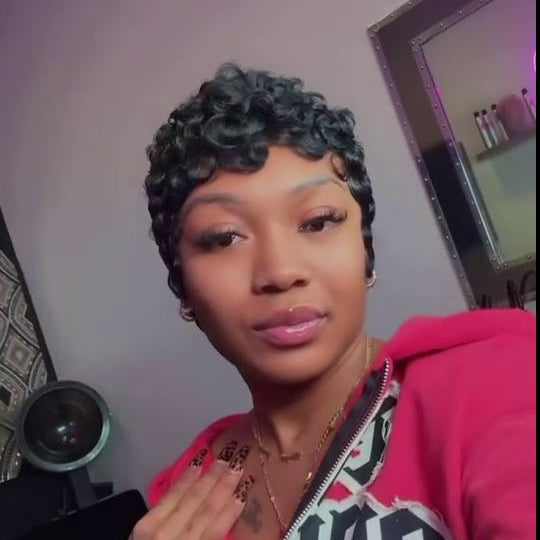 Full Lace Short Pixie Finger Wave Glueless Wig