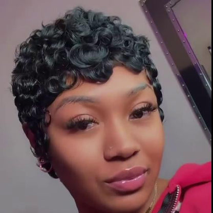 Full Lace Short Pixie Finger Wave Glueless Wig